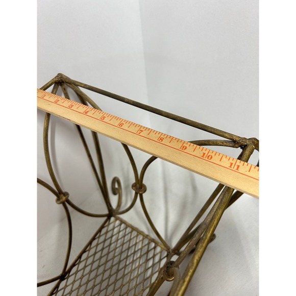 Art Deco Magazine Rack Vintage Brass Gilt Gold Finish MCM Hollywood‎ Regency - Picture 7 of 10